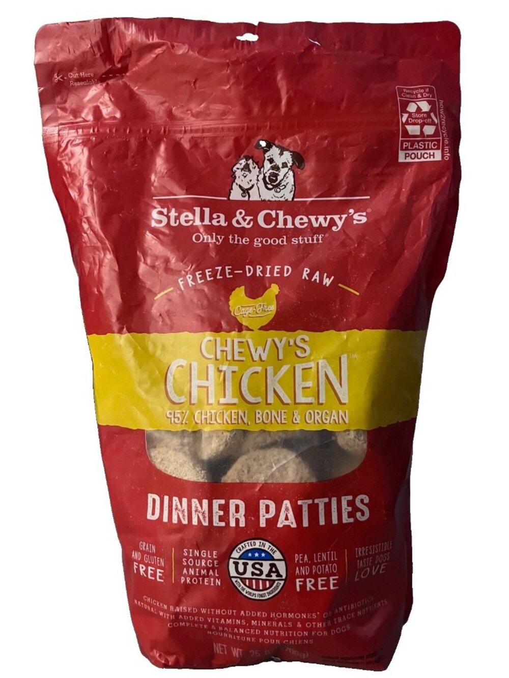 Stella & Chewy's Chicken Freeze Dried Raw Dinner Patties Dog Food 25 oz Bag